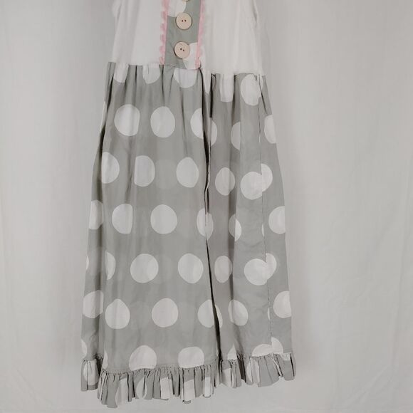 Hannah Kate White Tank Gray Polka Dot Dress Gown Long Girl's Size 5t - Picture 2 of 5